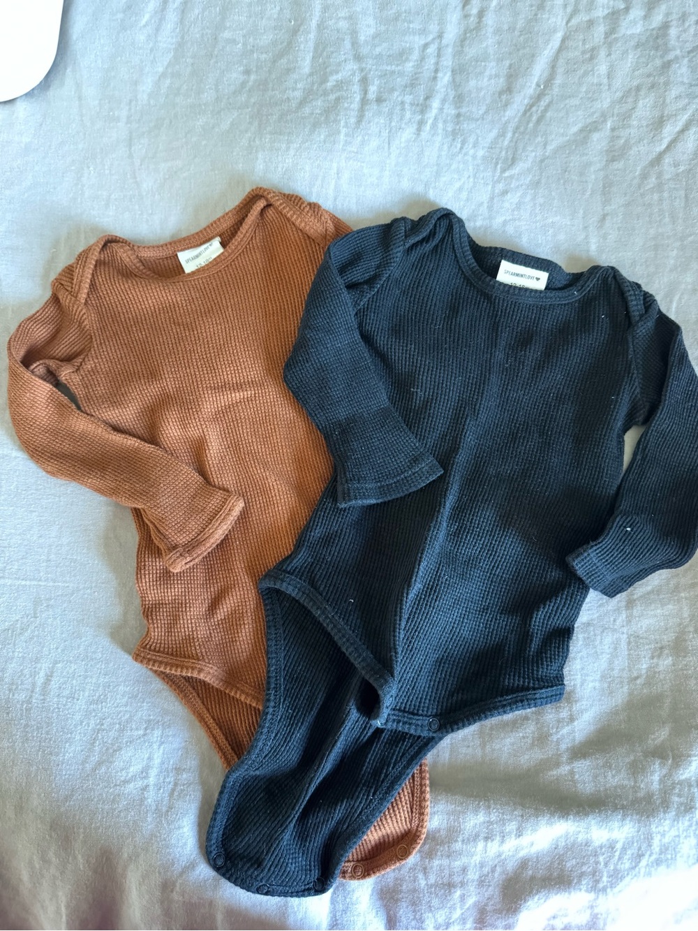 Organic Ribbed One-Piece Bodysuit - Rust and Black (Unbranded)